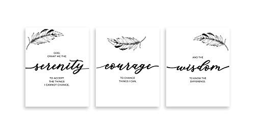 3 Serenity Prayer Wall Decor 11 x 14 - The Serenity Prayer Wall Decal Typography Wall Art - 3 Serenity Prayer Plaque Decor For Office Living Room  and  Bed Room