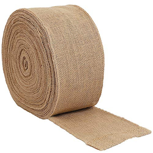 KINJOEK 6 Inch Wide 11 Yards Burlap Ribbon Natural Jute Fabric Ribbon Crafts Ribbon for Christmas Wedding Gifts Burlap Fabric DIY Ribbon for Decoration