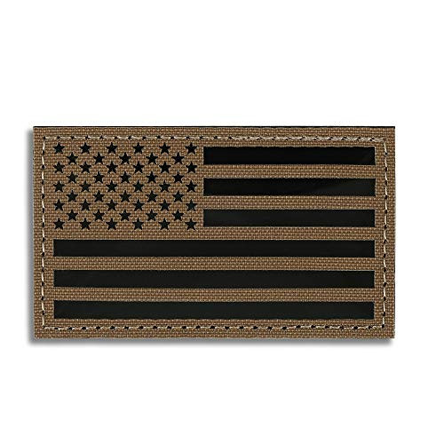 KRYDEX Infrared IR Reflective US USA America Flag Uniform Patch with Hook Fastener Backing 3_5x2 inch Coyote Brown Forward