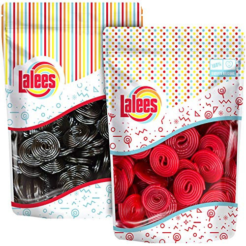 Lalees Licorice Wheels - Red and Black Licorice - Gourmet Broadway Wheel Candy - Bulk Candy - 2 Pack of 1 Pound Each Lalees Licorice Wheels - Red and Black Licorice - Gourmet Broadway Wheel Candy - Bulk Candy - 2 Pack of 1 Pound Each