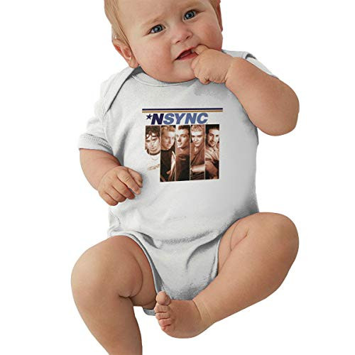 NSYNC Infant Romper Warm Baby Jersey Creeper Bodysuit Printed Onesies White 6M
