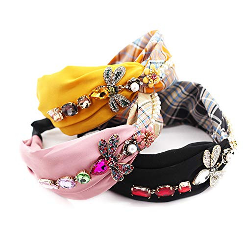QTMY Bee Pearl Headband for Women Hair Hoop Accessories Jewelry Head Band Headwear Pink