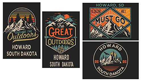 Howard South Dakota Souvenir 2x3 Inch Fridge Magnet The Great Outdoors Design 4-Pack