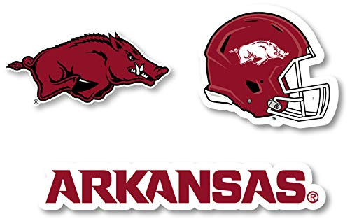 R and R Imports Arkansas Razorbacks Vinyl Decal Sticker 3 Pack 4-Inch Each