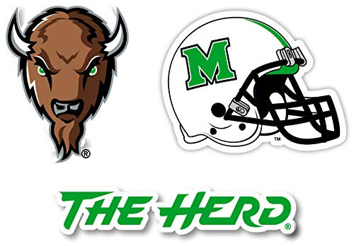 R and R Imports Marshall Thundering Herd Vinyl Decal Sticker 3 Pack 4-Inch Each