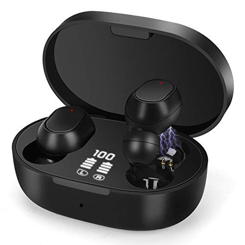 True Wireless Earbuds S200 Bluetooth V5_0 Earbuds in-Ear TWS Stereo Headphones with Smart LED Display Charging case Wireless Sport Headset Built-in Mic with Deep Bass for Sports Work