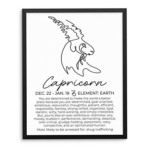 Sincerely Not Capricorn Zodiac Sign Line Drawing Art Print Minimalist Horoscope Sign Poster 11x14 UNFRAMED Modern Astrology Artwork for Living Room Bedroom or Home Office Wall Decor Capricorn