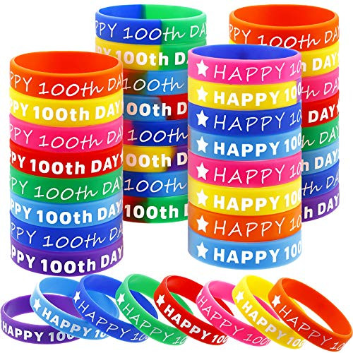 48 Pieces Happy 100th Day of School Silicone Wristbands Happy Silicone Bracelets Colored Stretch Rubber Bracelets for Students Kids Children Teens Birthday Party Supplies 16 Colors 48 Pieces Happy 100th Day of School Silicone Wristbands Happy Silicone Bracelets Colored Stretch Rubber Bracelets for Students Kids Children Teens Birthday Party Supplies 16 Colors