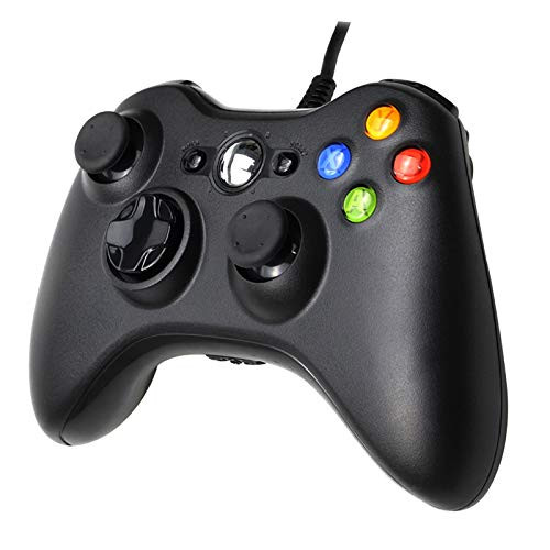 Gamepad for Xbox 360 Wired Controller for USB PC Game Controller with Dual-Vibration Wired Joystick for XBOX360 360 Slim and PC Windows 7810 Game Controller Joypad Black