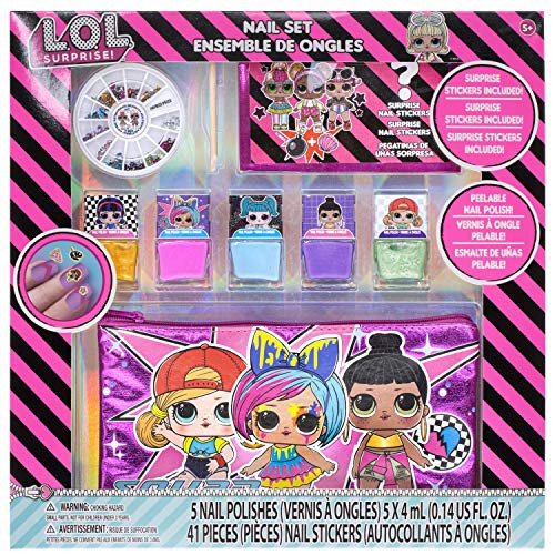 Townley Girl L_O_L_ Surprise! Peel- Off Nail Polish Activity Set for Girls Ages 5 With 5 Nail Polish Colors 240 Nail Gems and a Bag for Parties Sleepovers and Makeovers Townley Girl L_O_L_ Surprise! Peel- Off Nail Polish Activity Set for Girls Ages 5 With 5 Nail Polish Colors 240 Nail Gems and a Bag for Parties Sleepovers and Makeovers
