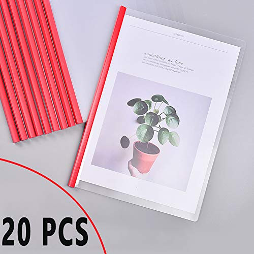 ZLYY Plastic File Folder 10mm Sliding Bar Report Covers A4 Sliding Bar Binder Transparent Report Covers Folder for Documents Classification Red of 20 Pcs