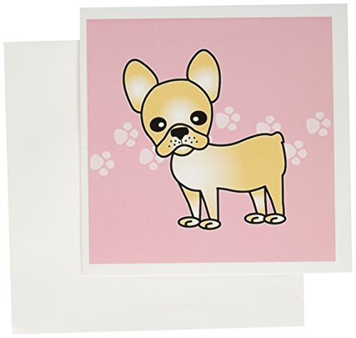 3dRose Cute Cream French Bulldog Pink with Pawprints - Greeting Cards, 6 x 6 inches, set of 12 (gc_25323_2) 3dRose Cute Cream French Bulldog Pink with Pawprints - Greeting Cards, 6 x 6 inches, set of 12 (gc_25323_2)