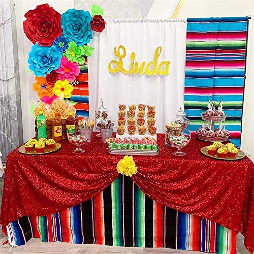 Red Sequin Tablecloth 60x102 Inch Christmas Sequin Tablecloth Shimmer Table Linen for Wedding Party Christmas Table Linens