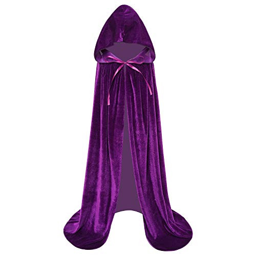 Makroyl Kids Velvet Cloak Cape With Hooded For Halloween Christmas Cosplay Costumes Small Purple