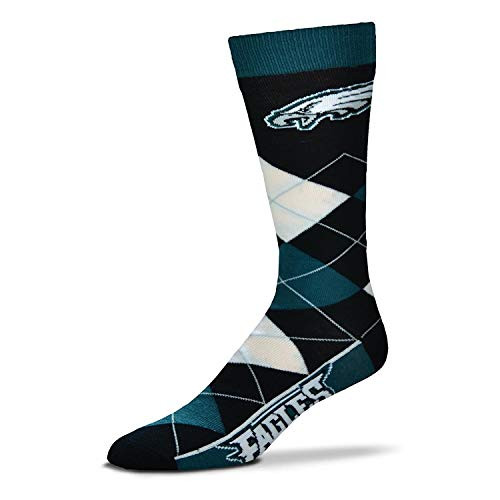 For Bare Feet - NFL Argyle Lineup Mens Crew Socks Philadelphia Eagles Large 10-13
