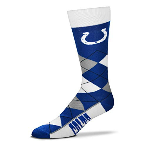 For Bare Feet - NFL Mens Argyle Lineup Dress Crew Socks Indianpolis Colts Large 10-13
