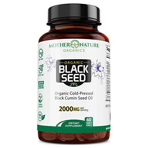 Organic Black Seed Oil 2000mg - 60 Softgel Capsules Non-GMO Premium Cold-Pressed Nigella Sativa - Black Cumin Seed Oil with Omega 3 6 9 - Darkest Highest TQ Content