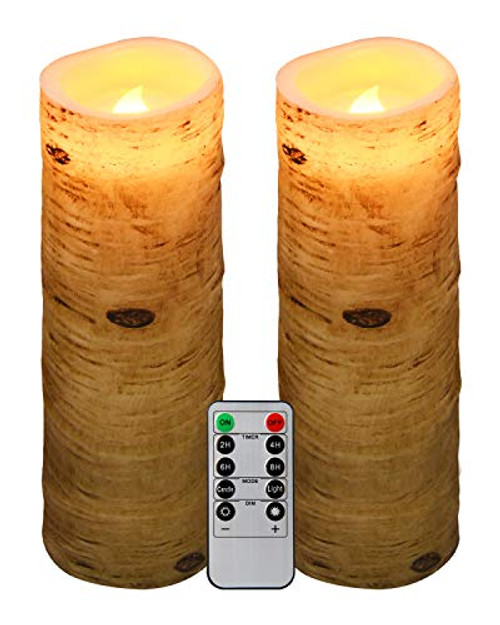 Aku Tonpa 2_2x8_5 Birch Bark Effect Flameless Candles Battery Operated Pillar Real Wax Flickering Electric LED Candle Sets with Remote Control Cycling 24 Hours Timer Aku Tonpa 2_2x8_5 Birch Bark Effect Flameless Candles Battery Operated Pillar Real Wax Flickering Electric LED Candle Sets with Remote Control Cycling 24 Hours Timer