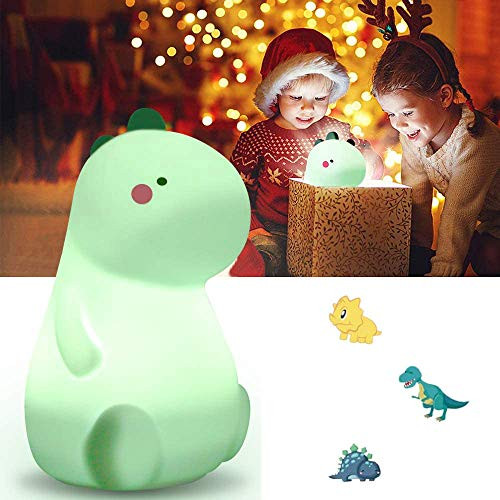 Dinosaur Night Light for Kids Squishy Cute Color Changing Silicone Baby Night Light with Touch Sensor Portable  and  Rechargeable LED Bedside Nursery Lamp for Toddlers Room Boys Girls