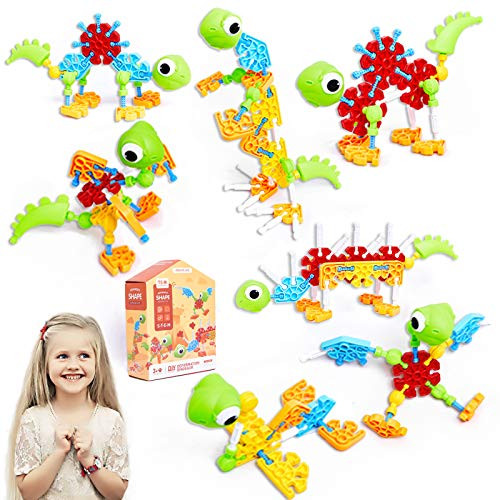 HYSGZ STEM Toys Kids Building Toys Take Apart Dinosaur Deformation Toys 75PCS 7 in 1 Building Set Educational Construction Engineering Blocks Toys Kits DIY Best Gifts for Age 3  Year Old Boys and Girls