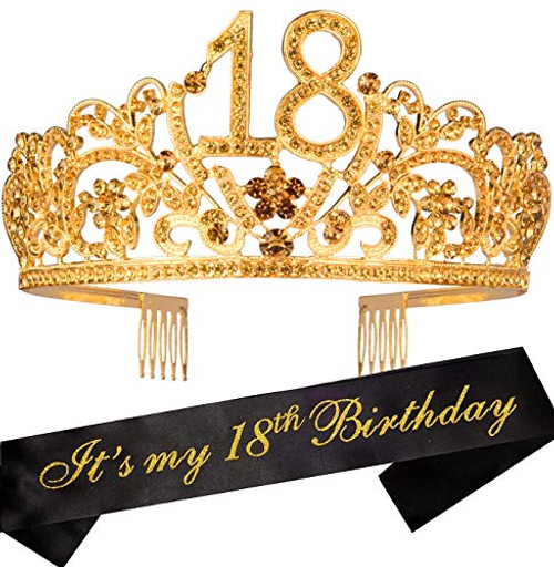 18th Birthday Gifts for Girl 18th Birthday Tiara and Sash HAPPY 18th Birthday Party Supplies Its My 18th Birthday Sash and Tiara Birthday Crown for 18th Birthday Party Supplies and Decorations