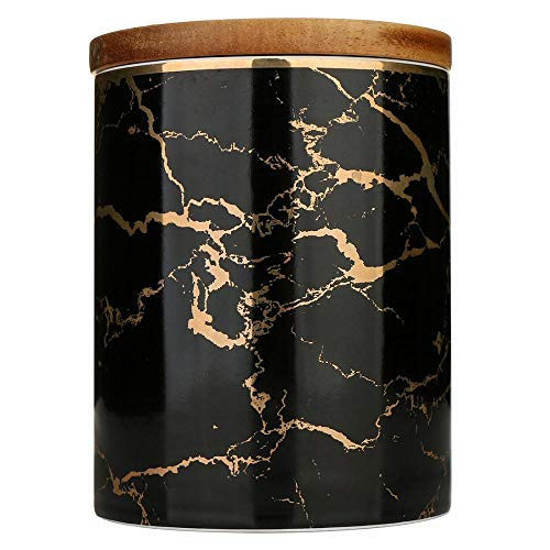 Food Storage Jar Ceramic Kitchen Canisters with Airtight Seal Bamboo Lid Food Storage Canister for Tea Coffee Bean Spice Sugar Flour 23oz660ml