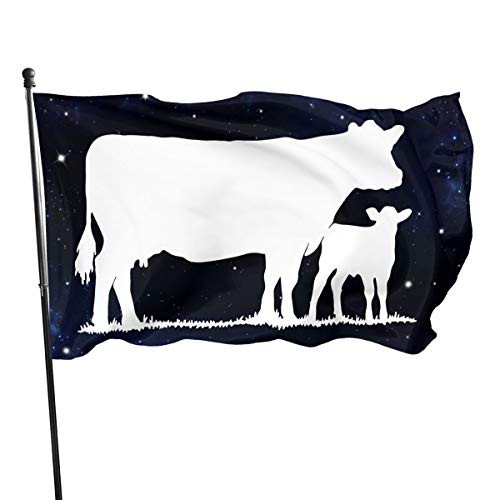 POYOMUK Cow with Calf Banner Flag DecorDemonstration Flag Outdoor Garden Flag 3X5 inch House Banner Flag