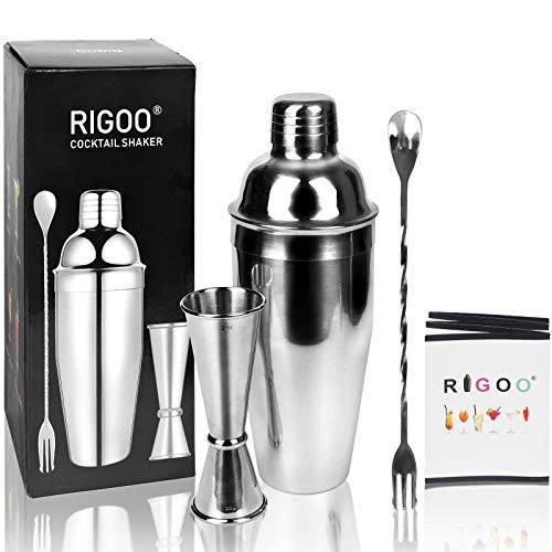 Cocktail Shaker Set Bartender Kit with Martini Shaker 24 Ounce Bar Kit Drink Mixer Shaker Mixing Spoon and Double Cocktail Jigger Cocktail Shaker Set Bartender Kit with Martini Shaker 24 Ounce Bar Kit Drink Mixer Shaker Mixing Spoon and Double Cocktail Jigger