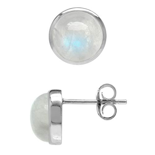 Silvershake Natural 8 mm Rainbow Moonstone July Birthstone 925 Sterling Silver Round Stud Earrings Silvershake Natural 8 mm Rainbow Moonstone July Birthstone 925 Sterling Silver Round Stud Earrings
