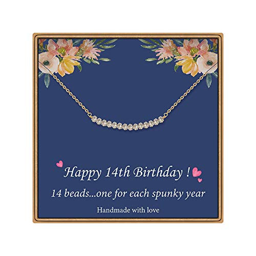 Teen Girls 14th Birthday Gifts - 14 Beads Necklace Birthday Gifts for 14 Year Old Girls Happy Birthday Jewelry for Sister 14th Birthday Gifts Teen Girls 14th Birthday Gifts - 14 Beads Necklace Birthday Gifts for 14 Year Old Girls Happy Birthday Jewelry for Sister 14th Birthday Gifts