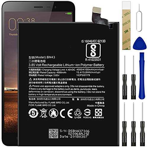 Replacement BatteryCompatible with Xiaomi Redmi Note 4XBN43 Battery with Adhesive Tape Tool Replacement BatteryCompatible with Xiaomi Redmi Note 4XBN43 Battery with Adhesive Tape Tool
