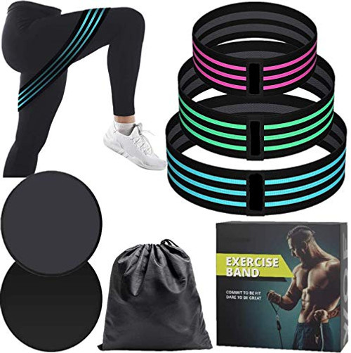 Resistance Bands for Legs and Butt Fabric WomenMen Stretch Exercise Loops Thick Wide Non-Slip Gym Bootie Band 5 Set for Squat Glute Hip Thigh Workout Training