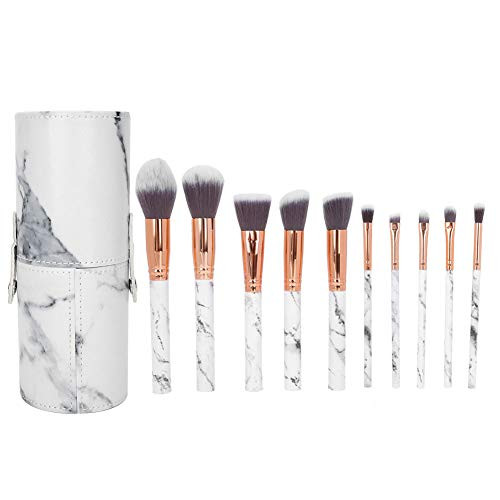 10Pcs Premium Synthetic Foundation Powder Concealer Eye Shadow Makeup Brush Kit Eyelash Blush Brush Set with Storage Holder Cosmetic Brush Makeup Tool