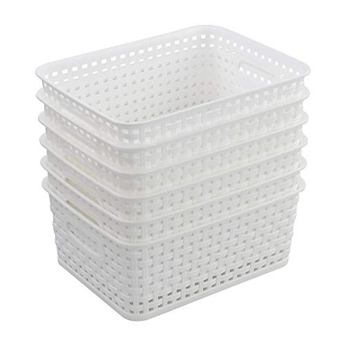 Farmoon White Plastic Basket Small Weave Storage Baskets 6 Packs