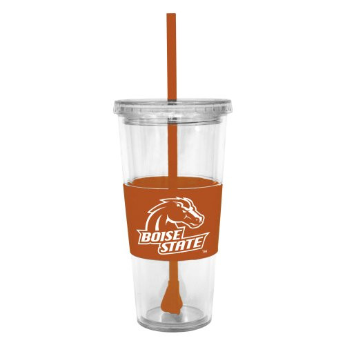 NCAA Boise State Broncos Insulated Tumbler with Rubber Sleeve and Stir Straw, 22-ounce NCAA Boise State Broncos Insulated Tumbler with Rubber Sleeve and Stir Straw, 22-ounce