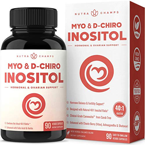 Myo-Inositol and D-Chiro Inositol Supplement Natural 401 Ratio B8 Powder Enhanced with Vitex and Folic Acid Ovarian and PCOS Support Fertility and Hormone Balance for Women and Men 90 Vegan Capsules Myo-Inositol and D-Chiro Inositol Supplement Natural 401 Ratio B8 Powder Enhanced with Vitex and Folic Acid Ovarian and PCOS Support Fertility and Hormone Balance for Women and Men 90 Vegan Capsules