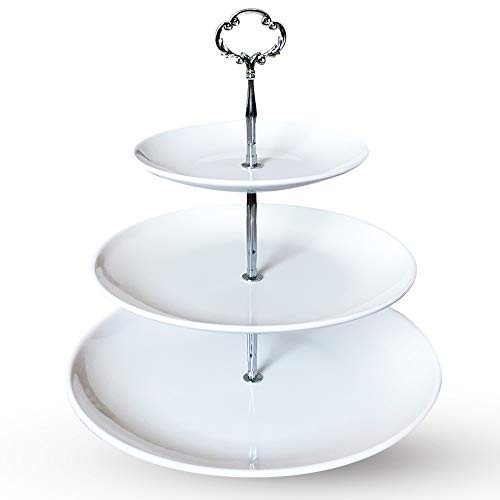 3 Tier Serving Tray Melamine White Stand for Cupcake Cake Dessert Pastry Fruit Tea Party Large Size