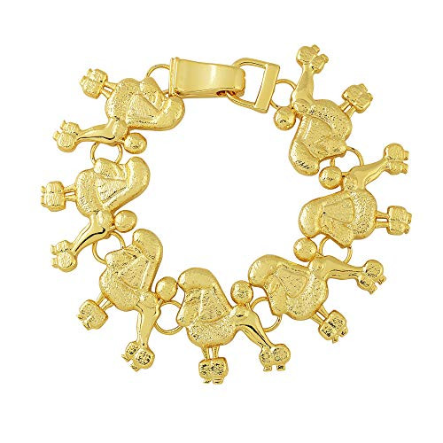 Divine Nine Depot Sigma Gamma Rho Inspired Elegant Poodle Gold Tone Link Bracelet with Magnetic Clasp 7_5 inches