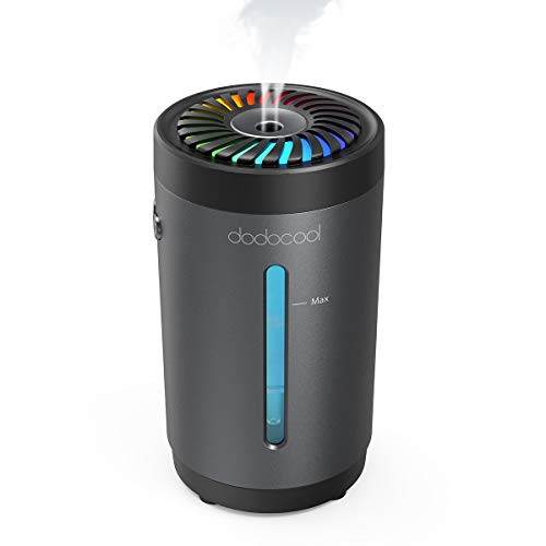 dodocool Mini Car Diffuser 90ml USB Essential Oil Diffuser Ultrasonic Car Humidifier Aromatherapy Diffusers with 7 Color Night Lights IntermittentContinuous Mist for Office Travel Home Vehicle