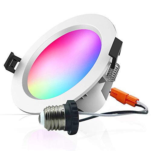 Smart LED Recessed Downlight FVTLED 1pcs Wireless Bluetooth 9W 4 inch 700LM 2700K-6500K Dimmable RGBWC Multicolor Color 5 in 1 Ceiling Spotlight Can Light