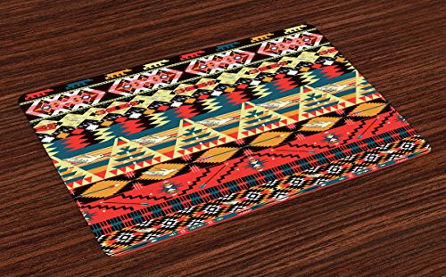Ambesonne Native American Place Mats Set of 4, Classic Traditional Aztec Pattern Image Bird Flower Arrow Natural Ethnic, Washable Fabric Placemats for Dining Room Kitchen Table Decor, Multicolor Ambesonne Native American Place Mats Set of 4, Classic Traditional Aztec Pattern Image Bird Flower Arrow Natural Ethnic, Washable Fabric Placemats for Dining Room Kitchen Table Decor, Multicolor