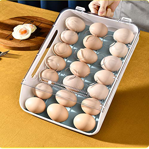 21 Grid Egg Holder for RefrigeratorAuto Scrolling Egg Storage BoxEgg Storage Container for Fridge Kitchen