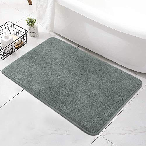 Lewondr Memory Foam Bath Mat Non Slip Absorbent Bath Rug Super Cozy Plush Bathroom Rug Carpet Machine Wash Shower Bath Rug 19_7x31_550x80cm Gray