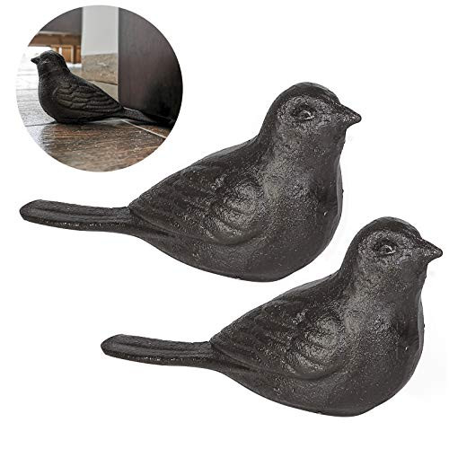Livfodrm Door Stopper for Floor Decorative Cute Bird Heavy Duty Cast Iron Door Stop Farmhouse 2 Pack Door Stops Wedge Rustic Dark Brown