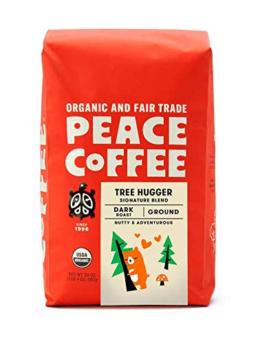 Peace Coffee Tree Hugger Signature Blend Dark Roast Nicaragua Guatemala and Honduras Origins Organic Fair Trade Coffee Ground 20 oz_ Bag