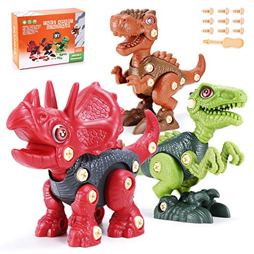 Take Apart Dinosaur Toys for Kids 3-5 STEM Learning Toys for Boys  and  Girls 3 Pack Dino Building Set with Screwdrivers Construction Engineering Play Kit Birthday Gifts for Kids Age 3 4 5 Year Old