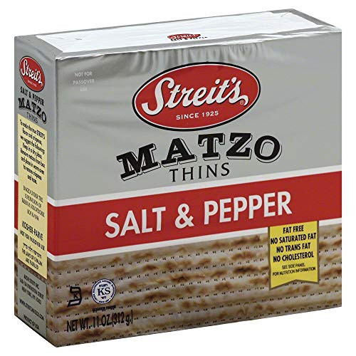 Streits Matzo Salt  and  Pepper Thins Matzo Crackers Unleavened Bread 11 Oz 3-Pack