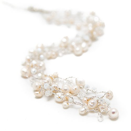 SUVANI White Genuine Cultured Freshwater Pearl Three 3 Strand Silk Thread Princess Length Necklace 17-19 SUVANI White Genuine Cultured Freshwater Pearl Three 3 Strand Silk Thread Princess Length Necklace 17-19