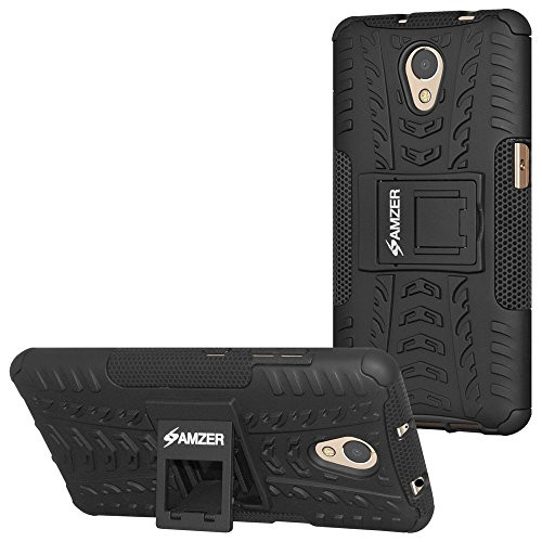 AMZER Slim Protective Shockproof Hybrid Warrior Dual Layer Case Skin for Lenovo P2 - Black