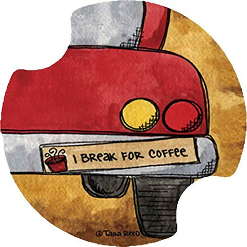 Thirstystone I Break for Coffee Car Cup Holder Coaster, 2-Pack